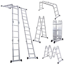 Load image into Gallery viewer, Luisladders Folding Ladder Multi-Purpose Aluminium Extension 7 in 1 Step Heavy Duty Combination EN 131 Standard (12.5 Feet)

