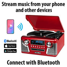 Load image into Gallery viewer, Victrola 50's Retro Bluetooth Record Player &amp; Multimedia Center with Built-in Speakers - 3-Speed Turntable, CD Player, AM/FM Radio | Vinyl to MP3 Recording | Wireless Music Streaming | Red
