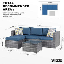 Load image into Gallery viewer, Walsunny Outdoor Furniture Patio Sets,Low Back All-Weather Small Rattan Sectional Sofa with Tea Table&amp;Washable Couch Cushions&amp;Upgrade Wicker (Aegean Blue)
