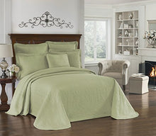 Load image into Gallery viewer, HISTORIC CHARLESTON King Charles Modern Farmhouse Floral Matelasse Bed Spread, Queen, Sage
