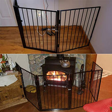 Load image into Gallery viewer, Baby Safety Gate Fireplace Fence, 5-Panel Metal Indoor Safety Guard for Baby Pets Dog Cat Christmas Tree BBQ Protection, 118inch
