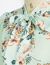 Load image into Gallery viewer, Kate Kasin Women Long Sleeve Sheer Blouse Womens Chiffon Floral Printed Blouse Elegant Green L
