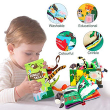 Load image into Gallery viewer, beiens Baby Books Toys, Touch and Feel Crinkle Cloth Books for Babies, Infants &amp; Toddler, Early Development Interactive Car &amp; Stroller Soft Toys Gifts for Boys &amp; Girls (Jungle Tails-1 Book)
