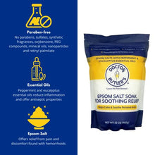 Load image into Gallery viewer, Doctor Butler’s Epsom Salt Soak – Sitz Bath Salts for Hemorrhoids Relief for Men and Women, Soothes and Provides Natural Pain Relief Associated with Hemorrhoids (32 oz)
