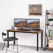 Load image into Gallery viewer, IRONCK Computer Desk, 55" Office Desk with 0.7" Thicker Tabletop, 1.6" Sturdy Metal Frame, Simple Study Writing Table, Industrial Style Gaming Desk Table for Home Office Vintage Brown
