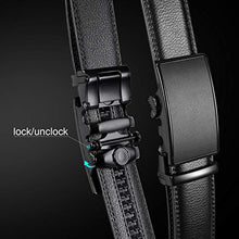 Load image into Gallery viewer, Men's Ratchet Leather Belt for Dress, Sliding Automatic Buckle Belt Fit Waist up to 44 Inch (F Black, Fit pant 28-44inch)
