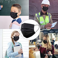 Load image into Gallery viewer, Wecolor 50 Pcs Disposable 3 Ply Earloop Face Masks, Suitable for Home, School, Office and Outdoors (Black)
