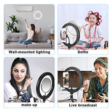 Load image into Gallery viewer, Selfie Ring Light with Tripod Stand, 10.2" Desktop LED Makeup Ring Light, Phone Holder for YouTube Video, Live Stream, Shooting, Dimmable Selfie Ring Light with 3 Light Modes &amp; 14 Brightness Level
