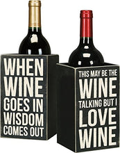 Load image into Gallery viewer, Primitives by Kathy Distressed Black and White Wooden Box, 4.25 x 7.25 x 4.25-Inches, When Wine Goes In
