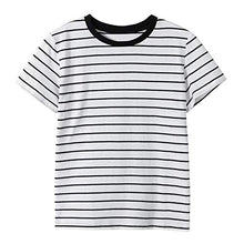 Load image into Gallery viewer, UNACOO Unisex Kids 2 Packs 100% Cotton Short Sleeve Crewneck T-Shirt for Boys and Girls (Age 3-12 Years)(Pink+White Stripe,xs(3-4Y))
