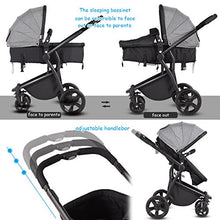 Load image into Gallery viewer, Costzon Infant Stroller, 2-in-1 Convertible Bassinet, Foldable Baby Carriage with Foot Cover, 5-Point Harness, Adjustable Recliner, Handlebar, Large Storage Basket (Gray)
