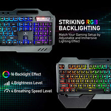 Load image into Gallery viewer, Wireless Gaming Keyboard and Mouse with Rainbow LED 16RGB Backlit Rechargeable 4800mAh Battery Metal Panel Mechanical Ergonomic Feel Waterproof Dustproof 7 Color Mute Mice for Laptop PC Gamer(Black)
