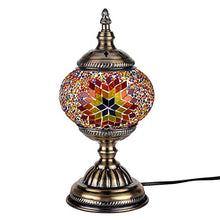 Load image into Gallery viewer, Kindgoo Turkish Mosaic Lamp Decorative Handmade Unique Glass Bedside Table Lamp Led Bulb Included (Red)
