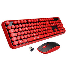 Load image into Gallery viewer, Wireless Keyboard Mouse Combo,2.4GHz Waterproof Keyboard with Round Retro Style Red Key and Optical Wireless Gaming Mouse with 3 Adjustable DPI, Compatible with PC, Computer, Laptop, Desktop, Note
