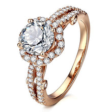 Load image into Gallery viewer, AllenCOCO Halo Engagement Rings 14k Gold Plated 1.25ct Simulated Diamond Wedding Rings (R6.5)
