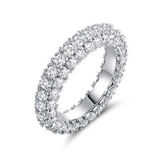 Load image into Gallery viewer, Barzel 18K White Gold Plated &amp; Italian-Cut CZ 3 Row Eternity Ring (8)
