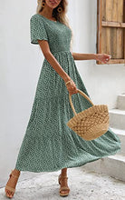 Load image into Gallery viewer, Zattcas Summer Dresses for Women Casual Smocked Beach Short Sleeve Maxi Dress Green M
