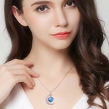 Load image into Gallery viewer, BriLove 925 Sterling Silver Necklace for Women -"Taurus" Galaxy Constellation Zodiac Horoscope Astrology 12 Crescent Moon Glass Bead Pendant Necklace

