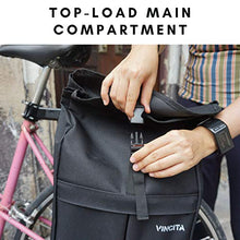 Load image into Gallery viewer, Vincita Top Load Double Pannier Water Resistant Cycling Side Bags - with Rain Cover, Large, Carrying Handle, Reflective Spots - Bike Rack Carrier Saddle Bag - Bicycle Accessories (Stripe Pattern)
