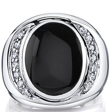 Load image into Gallery viewer, Mens Oval Cut Onyx Godfather Ring Sterling Silver Size 11
