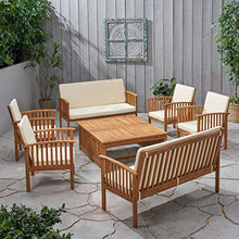Load image into Gallery viewer, Christopher Knight Home Carolina Acacia Wood Outdoor Sofa Seating 8-Pcs Set in Brown Patina
