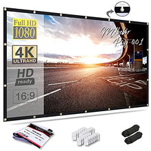 Load image into Gallery viewer, Mdbebbron 120 inch Projection Screen 16:9 Foldable Anti-Crease Portable Projector Movies Screens for Home Theater Outdoor Indoor Support Double Sided Projection

