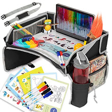 Load image into Gallery viewer, Pillani Kids Travel Tray for Car - Car Seat Tray for Kids Travel, Car Trays for Kids Roadtrip Essentials, Car Seat Table Tray for Kids Road Trip Activities - Toddler Lap Desk Organizer for Carseat
