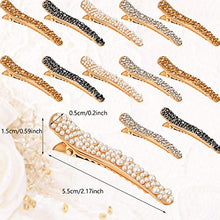 Load image into Gallery viewer, 16 Pieces Pearls Rhinestone Alligator Hair Clips Rhinestone Duckbill Clips Duckbill Hairpins Hair Barrettes for Women Girls Hair Styling Tools Accessories, 4 Colors
