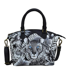 Load image into Gallery viewer, Anuschka Hand-Painted Leather Medium Convertible Satchel - Top Handle Shoulder Bag/Purse - Cleopatra's Leopard
