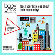 Load image into Gallery viewer, City Baby Crinkle &amp; Teething Tag Square Tummy Time Stroller Toy 8x8 inch (New York City)
