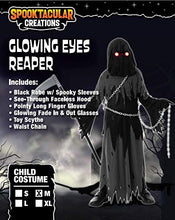 Load image into Gallery viewer, Spooktacular Creations Child Unisex Glowing Eyes Reaper Costume for Creepy Phantom Halloween Costume (X-Large(12-14 yr)) Black
