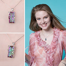 Load image into Gallery viewer, JewelryPalace Huge Gemstones Birthstone Necklace 16ct Natural Rainbow Quartz Statement Necklace For Women 925 Sterling Silver Pendant Necklace 18 Inches Box Chain
