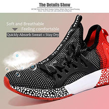 Load image into Gallery viewer, WETIKE Mesh Slip On Lightweight Athletic Shoes, Black Red Size 12.5 Little Kid
