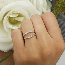 Load image into Gallery viewer, Dazzlingrock Collection 0.12 Carat (ctw) 10K Round White Diamond Ladies Enhancer Guard Wedding Band, White Gold, Size 7
