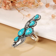Load image into Gallery viewer, Vintage Blue Synthetic-Turquoise Ring Teardrop-shaped Stone Ring Tibet Silver Plated Fashion(US 7,8,9)
