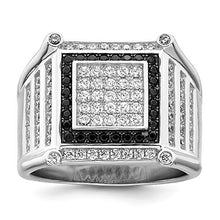 Load image into Gallery viewer, 925 Sterling Silver Cubic Zirconia Cz Black White Mens Band Ring Size 9.00 Man Fine Jewelry For Dad Mens Gifts For Him
