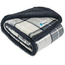 Load image into Gallery viewer, PetAmi Waterproof Dog Blanket for Couch, Sofa | Waterproof Grey Sherpa Pet Blanket for Large Dogs, Puppies | Super Soft Washable Microfiber Fleece | Reversible Checkered Design | 60 x 40 (Charcoal)
