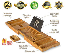Load image into Gallery viewer, ROYAL CRAFT WOOD Luxury Bathtub Caddy Tray, One or Two Person Bath and Bed Tray, Bonus Free Soap Holder (Natural)
