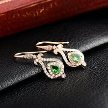 Load image into Gallery viewer, Lanmi 14k White Rose Yellow Gold Natural Emerald Sapphire Tourmaline Ruby Tsavorite Topaz Drop Dangle Earrings for Women Girls Valentine's Day Gift
