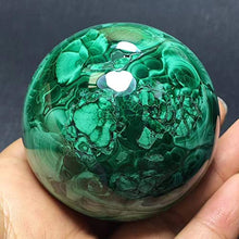Load image into Gallery viewer, DingSheng Natural Green Malachite Ball Quartz Crystal Sphere Mineral Specimen Healing Crystal Stone Home Dcoration &amp; Free Pouch &amp; Wood Stand (50-53mm)
