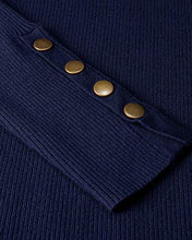 Load image into Gallery viewer, Newshows Women's Solid Long Sleeve Knit Crew Neck Button Stretch Casual Pullover Sweater Winter Clothes 2022(Navy,Medium)
