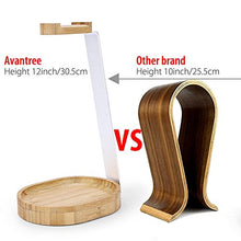 Load image into Gallery viewer, Avantree Universal Wooden &amp; Aluminum Headphone Stand Hanger with Cable Holder, Sturdy Desk Headset Mount Rack for Sony, Bose, Shure, Jabra, JBL, AKG, Gaming Headphones Display - TR902
