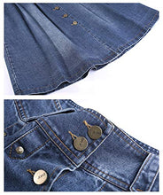 Load image into Gallery viewer, Nantersan Womens Button Front Midi Denim Jean Skirts High Waist A-Line Flare Pleated Chic Skirt
