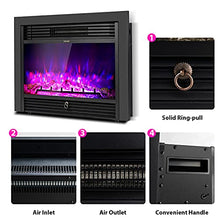 Load image into Gallery viewer, COSTWAY Electric Fireplace 28.5-Inch Wide, 750W/1500W Wall Recessed and Freestanding Fireplace with 3 Flame Colors, 5 Brightness Settings, 8 H Timer, Remote Control, Fireplace Heater for Indoor Use

