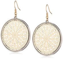 Load image into Gallery viewer, 14K Gold Plated Cathedral Glass Style Hollow Disc Earrings for Women Light Weight Birthday Valentine's Day Mothers Day Christmas Gift
