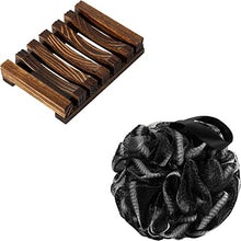 Load image into Gallery viewer, Eco-Friendly Natural Wooden Soap Dish &amp; XL 75g Soft Shower Loofahs Balls
