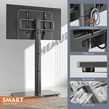 Load image into Gallery viewer, Universal Floor TV Stand with Mount 80 Degree Swivel Height Adjustable and Space Saving Design for Most 27 to 65 inch LCD, LED OLED TVs, Perfect for Corner &amp; Bedroom HT1002B
