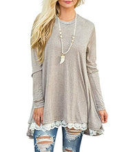 Load image into Gallery viewer, WEKILI Women's Tops Long Sleeve Lace Scoop Neck A-line Tunic Blouse Floral White XL/US 16-18
