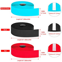 Load image into Gallery viewer, Awpeye 3 Pairs Bicycle Handlebar Tape EVA Road Bike Bar Tape with End Plugs Cycling Handle Wraps 6 Rolls (Black, Red, Bianchi Green)
