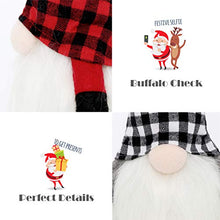 Load image into Gallery viewer, EDLDECCO Christmas Gnome with Light Timer 12 Inches Set of 2 Plaid Buffalo Check Nisse Figurine Plush Swedish Nordic Tomte Scandinavian Elf X'Mas Holiday Party Home Decor Ornaments (Red &amp; Black)
